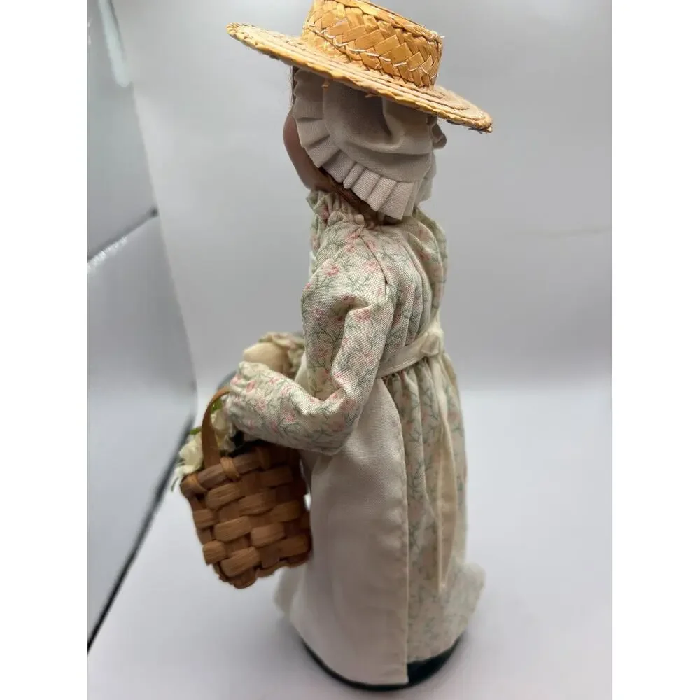 Byers Choice Williamsburg Girl With Basket of Flowers and Water Pail Dated 2003